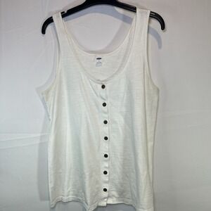 Old Navy Women's size S White Tank Top Buttons Lightweight 100% Cotton Small